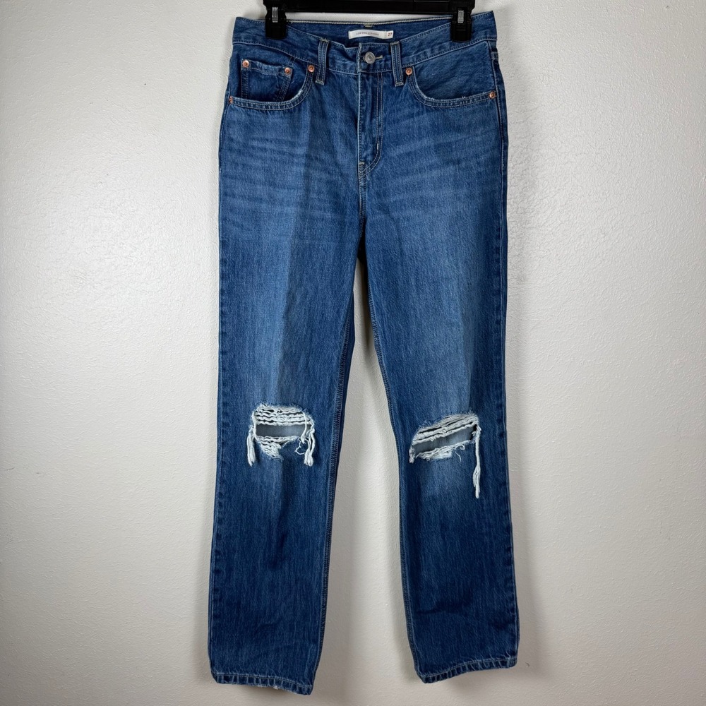 Levis Low Pro Straight Distressed Jeans W27 Medium Wash Blue A0964-0006 Womens